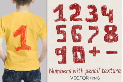 Numbers with pencil texture