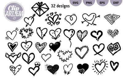 Heart Bundle 32 PNG Valentine&#039;s Day, love clip art, SVG,EPS,DXF