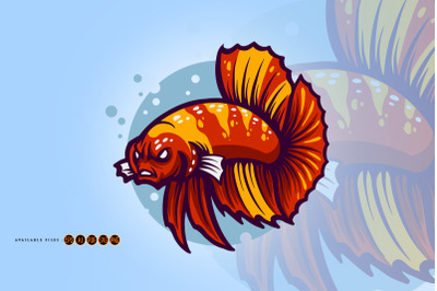 Angry Betta Fish Flaring Logo illustrations