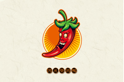 Red Chili Flavour Mascot Logo Illustrations