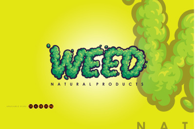 Green Weed Word Lettering Font Cannabis, Hemp, Buds Decorative