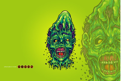 Pulled Skin Face Zombie Halloween illustrations