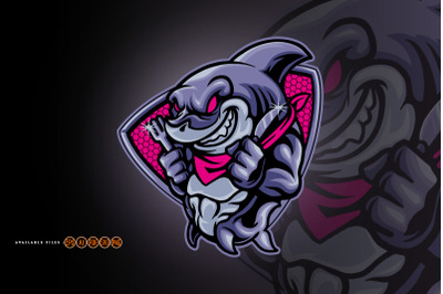 Angry Shark is Eating Mascot Logo Illustrations