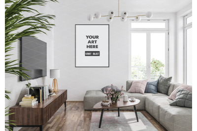 Interior scene artwork background frame mockup