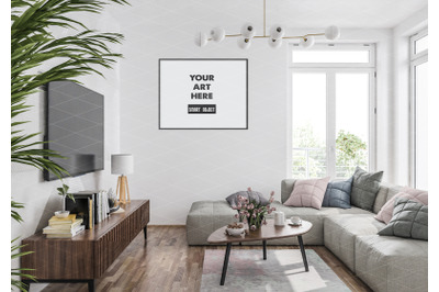 Interior scene artwork background frame mockup