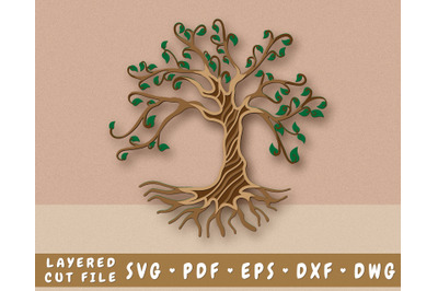 Layered Tree of Life 3D SVG, Family Tree Laser SVG Cut File