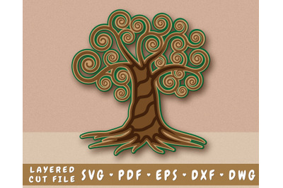 Tree of Life 3D SVG&2C; Family Tree Laser SVG Cut File