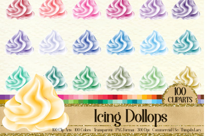 100 Icing dollops PNG Digital Images Whipped Cream Clip arts