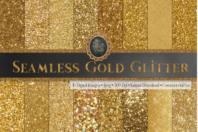 16 Seamless Gold Glitter Digital Papers