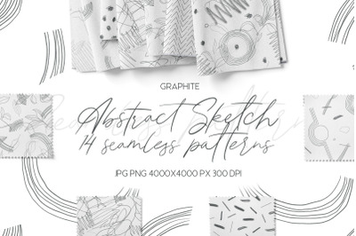 Abstract Sketch Graphite Seamless Patterns PNG. Sublimation Design.