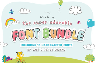 The Adorable Font Bundle (Font Bundles, Cute Fonts, Craft Fonts)