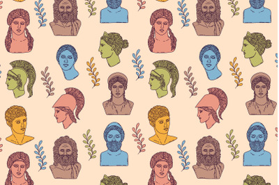 Pattern with Greek statues