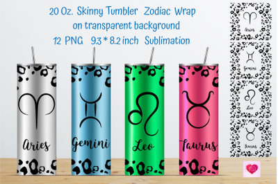 Zodiac Signs. 20 OZ Straight Skinny Tumbler Sublimation.