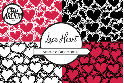 Sweet Lace Hearts 4 Seamless Pattern  Surface Design