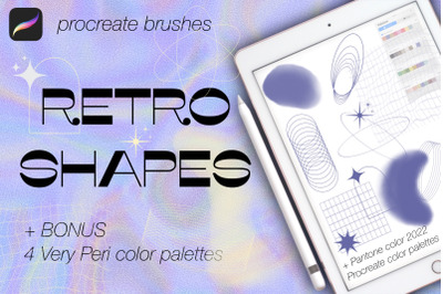 Retro Shapes Brush Set for Procreate. Bonus 4 Color palettes
