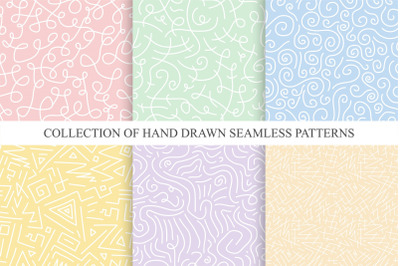 Bright seamless hand drawn patterns