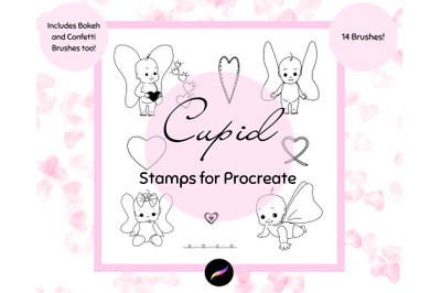 Cupid Procreate Stamp Set - 14 Brushes Including Bokeh and Confetti