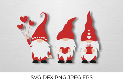 Funny Valentine Gnomes. Valentines Day SVG