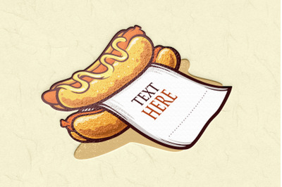 Hot Dog Logo with Paper Illustrations