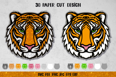 3D Tiger Mandala SVG,Tiger Layered Papercut,Tiger SVG