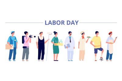 Labor day. International industrial workers group, people professional