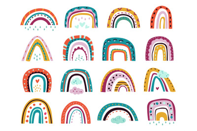 Flat scandinavian rainbows. Color shapes&2C; different rainbow abstract s