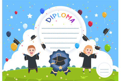 Kids diploma. Graduation certificate, children courses or work out rew