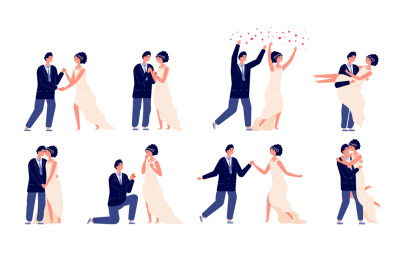 Bride and groom. Wedding couple&2C; engagement or marriage party. Wed cel