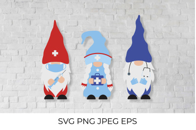 Medical gnomes. Funny nurse and doctors gnome