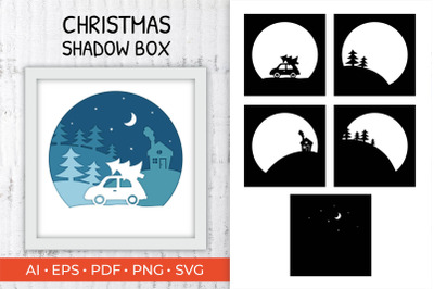 Christmas shadow box SVG, Christmas 3d Paper cut