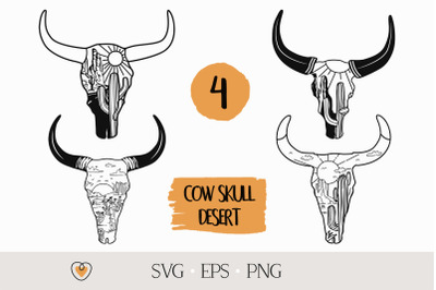 Cow skull desert svg Bundle, Bull skull svg, Desert svg, png
