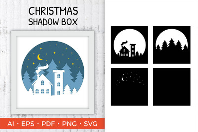 Christmas 3D Shadow Box Winter SVG Paper Cut