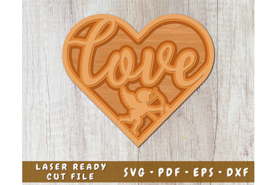 3D Heart SVG Cut File, Heart Laser SVG, Love SVG, Cupid SVG