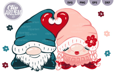 Love Gnomes Valentine Retro funny in love gnomes vector image