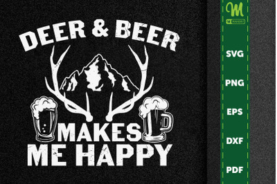 Funny Deer And Beer Make Me Happy