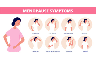 Menopause symptoms. Woman diseases&2C; libido and estrogen hormones conce