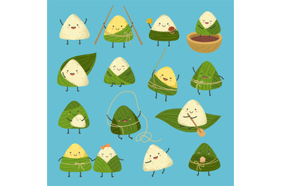 Cartoon dumplings. Dragon boat festival&2C; cute rice dumpling stickers.