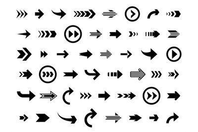 Arrow cursor. Arrows forward backward, direction symbols group. Differ