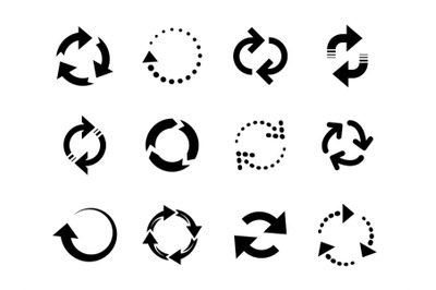 Reload arrows. Circle arrow, connect or recycle digital icons. Connect