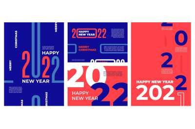 Modern 2022 brochures. Happy 22 new year, calendar cover with numbers