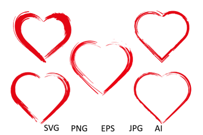 Distressed hearts, bundle heart, doodle hearts