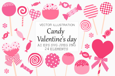 Valentine&#039;s day Candy. Lollipop Valentine&#039;s day. Candy SVG.