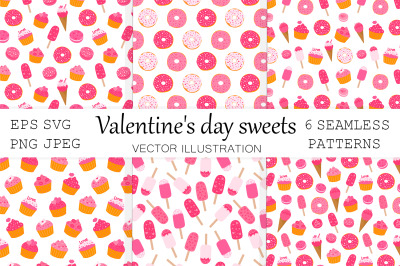 Valentine&#039;s day bakery pattern. Cupcake pattern. Dessert SVG
