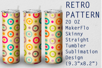 Tumbler Straight 20 OZ Sublimation Retro Wrap Design