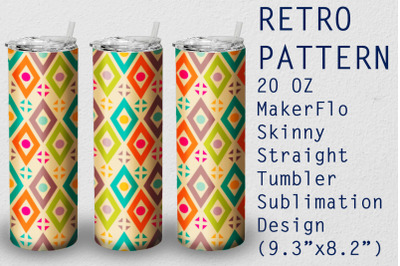 Tumbler Straight 20 OZ Sublimation Retro Wrap Design