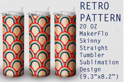 Tumbler Straight 20 OZ Sublimation Retro Wrap Design