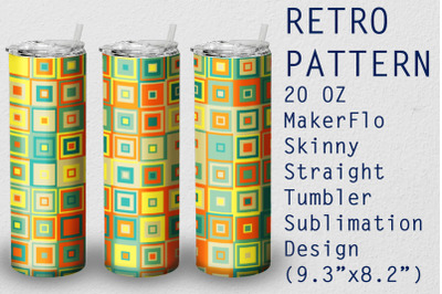 Tumbler Straight 20 OZ Sublimation Retro Wrap Design