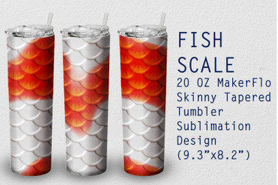 Tumbler Tapered 20 OZ Sublimation Fish scale Wrap Design