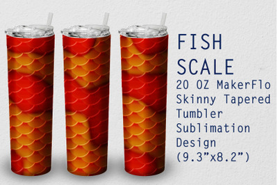 Tumbler Tapered 20 OZ Sublimation Fish scale Wrap Design