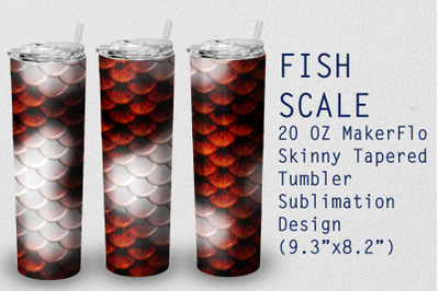 Tumbler Tapered 20 OZ Sublimation Fish scale Wrap Design